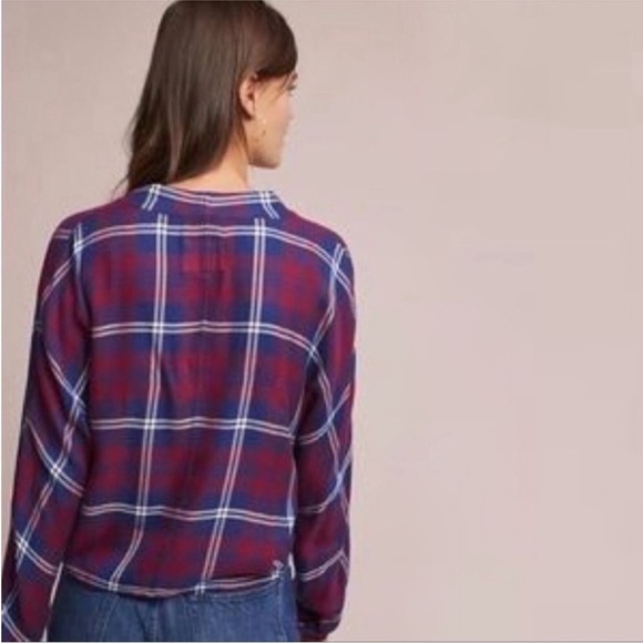 Rails Anthropologie Sloane Crop Top Plaid Flannel Self Tie Top - Picture 2 of 8
